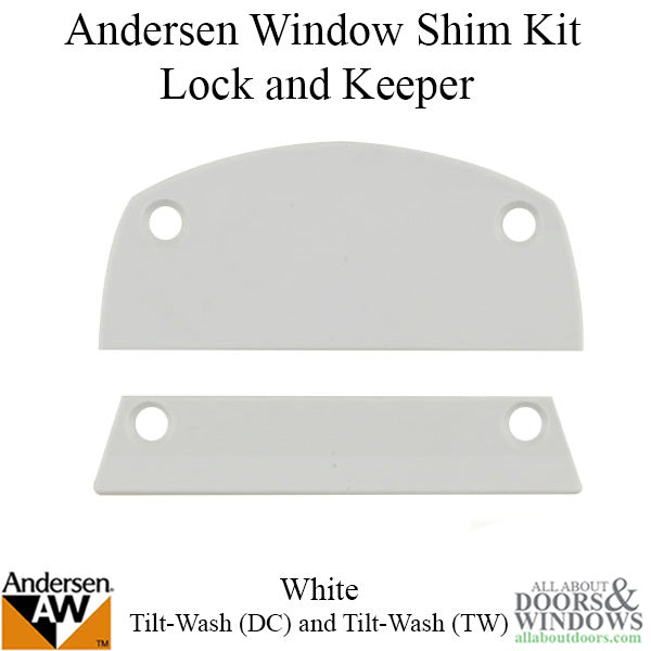 Andersen Tilt-Wash (DC) and Tilt-Wash (TW) Windows - Shim Kit - Lock and Keeper - Metal - White - Andersen Tilt-Wash (DC) and Tilt-Wash (TW) Windows - Shim Kit - Lock and Keeper - Metal - White