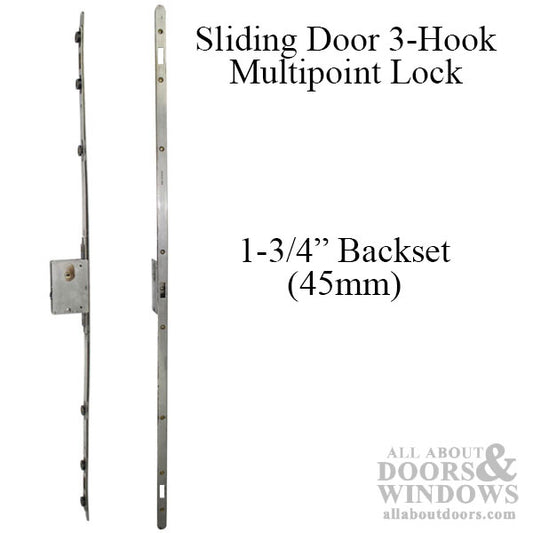 Sentinel Multipoint Sliding Door Lock 3 hooks - 45 mm - Stainless Steel