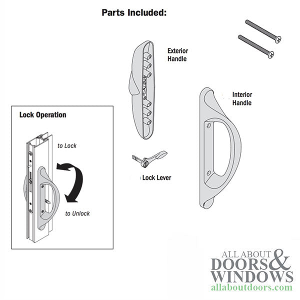 Amesbury Truth Sliding Patio Door Handle Set Interior and Exterior Non-Keyed - Amesbury Truth Sliding Patio Door Handle Set Interior and Exterior Non-Keyed