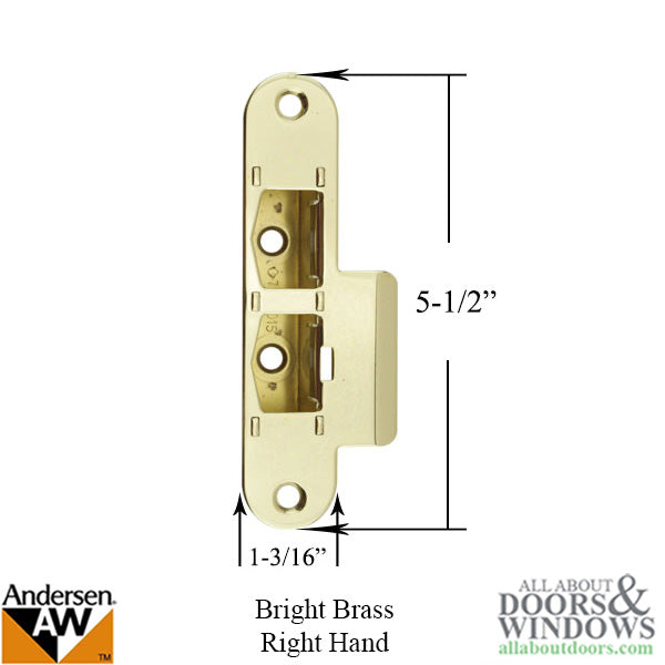 Latch and DeadBolt Receiver, Right Hand - Bright Brass - Latch and DeadBolt Receiver, Right Hand - Bright Brass