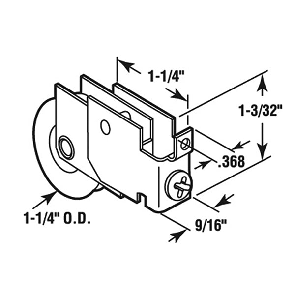 Sliding Door Roller with Adjustable Steel F Tab Style Housing Roller with Ball Bearing 1.25 Inch Steel Wheel Diameter - Sliding Door Roller with Adjustable Steel F Tab Style Housing Roller with Ball Bearing 1.25 Inch Steel Wheel Diameter