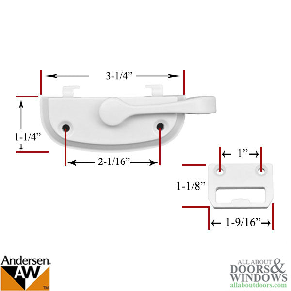 Andersen Sash Lock Kit 200 Series Tilt-Wash Window in White - Andersen Sash Lock Kit 200 Series Tilt-Wash Window in White