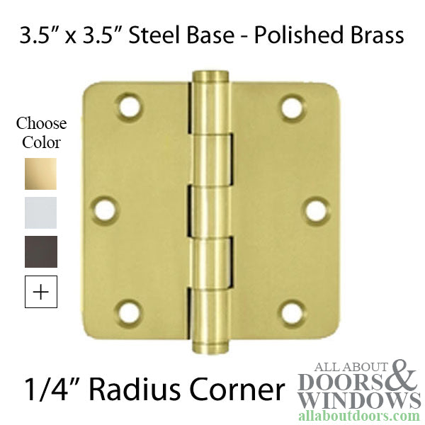 Door Hinge 3.5 x 3.5 inch, 1/4 Radius Corners, Residential, Solid Brass - Choose Color - Door Hinge 3.5 x 3.5 inch, 1/4 Radius Corners, Residential, Solid Brass - Choose Color