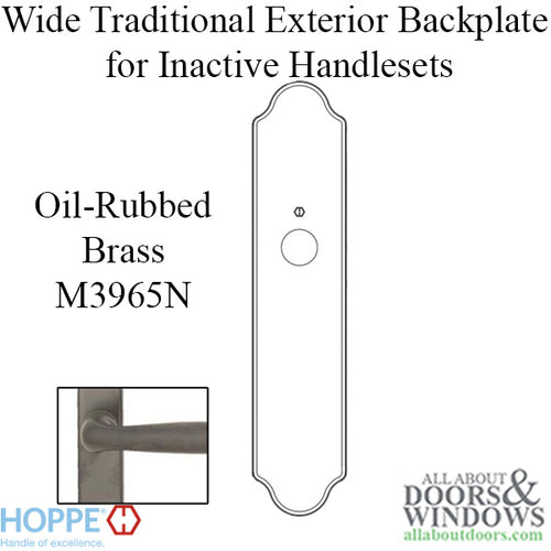 HOPPE Wide Traditional Exterior Backplate M3965N for Inactive Handlesets - Oil-Rubbed Brass - HOPPE Wide Traditional Exterior Backplate M3965N for Inactive Handlesets - Oil-Rubbed Brass