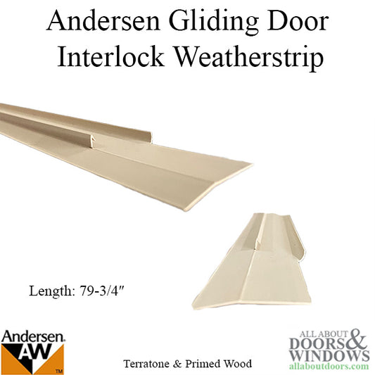 Discontinued Andersen Interlock Weatherstrip - Primed Gliding Door - Stationary Panel, Lock Stile, 3 Panel - Tan