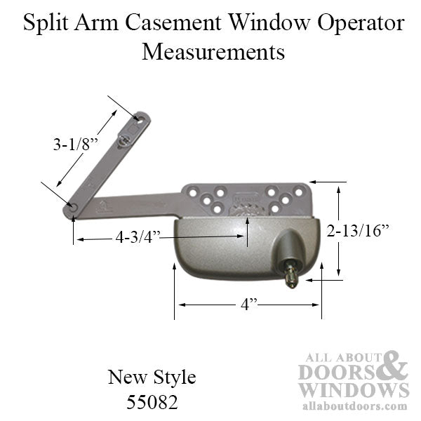 New Style Sill Mounted Straight Link 4-3/4 Inch Split Arm Casement Window Operator, Right Hand, White - New Style Sill Mounted Straight Link 4-3/4 Inch Split Arm Casement Window Operator, Right Hand, White