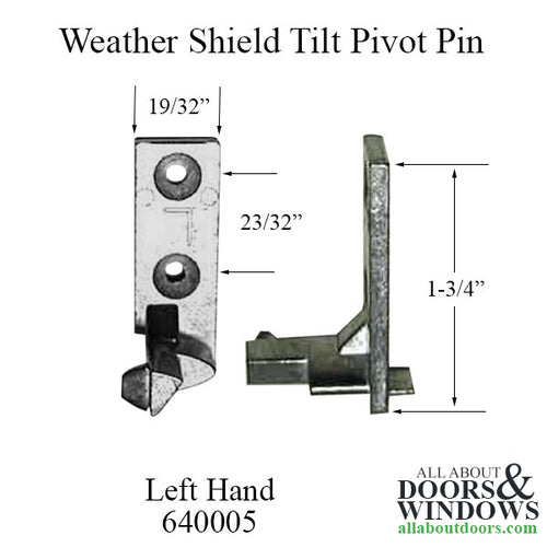 Tilt Window Pivot Pin for Locking Cam, old style, Left Hand - Mill Finish - Tilt Window Pivot Pin for Locking Cam, old style, Left Hand - Mill Finish