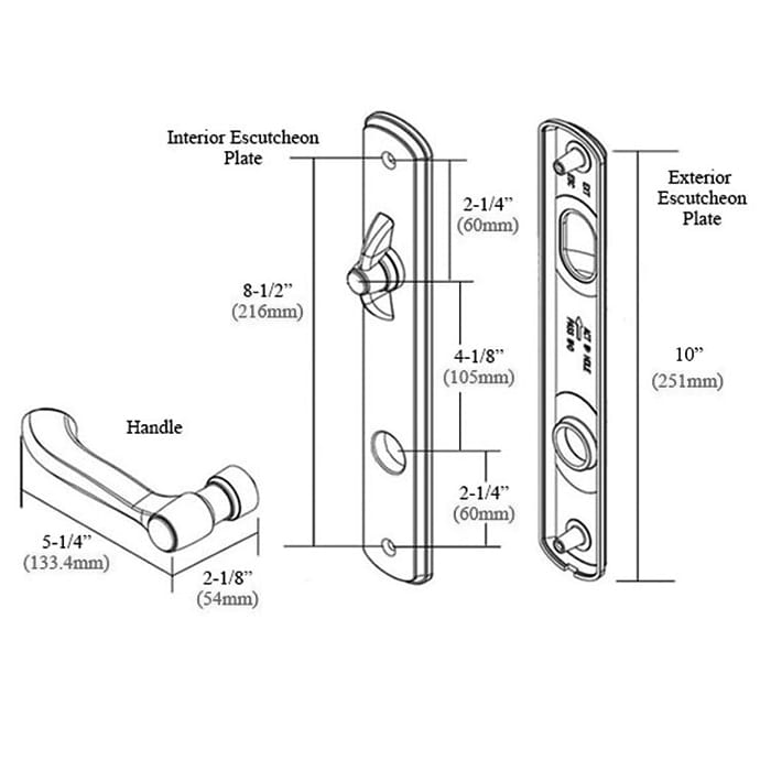 Andersen Albany Style Door Handles Hinged Door Hardware Set Double Active Black - Andersen Albany Style Door Handles Hinged Door Hardware Set Double Active Black
