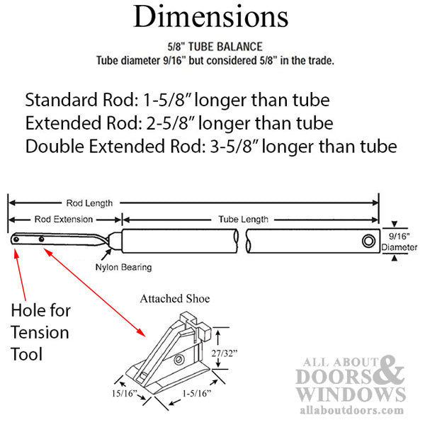 5/8 Standard Tip, Balance Rod, Choose Length - Red Bearing - 5/8 Standard Tip, Balance Rod, Choose Length - Red Bearing