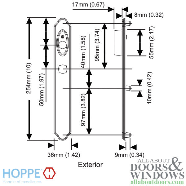 Hoppe Verona M2170N Interior Dummy Backplate - Satin Nickel - Hoppe Verona M2170N Interior Dummy Backplate - Satin Nickel