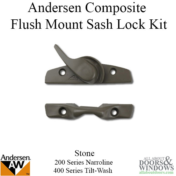 Sash Lock Kit, Andersen Sash Latch, Keeper, and Screws - Stone - Sash Lock Kit, Andersen Sash Latch, Keeper, and Screws - Stone