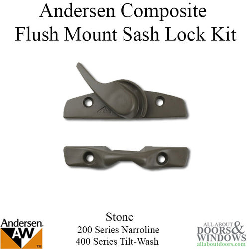 Sash Lock Kit, Andersen Sash Latch, Keeper, and Screws - Stone - Sash Lock Kit, Andersen Sash Latch, Keeper, and Screws - Stone