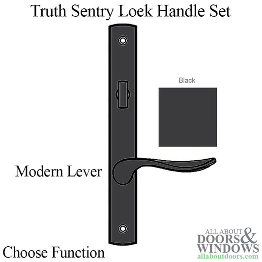 Truth Sentry Lock Handle Set, Modern, Painted over Zinc, Black