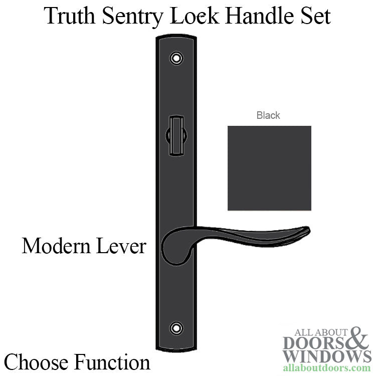 Truth Sentry Lock Handle Set, Modern, Painted over Zinc, Black - Truth Sentry Lock Handle Set, Modern, Painted over Zinc, Black