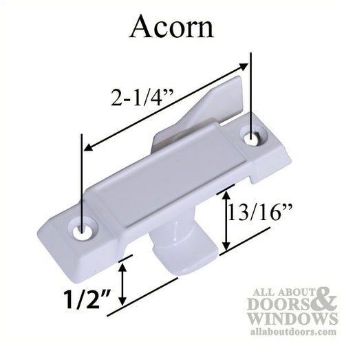 Acorn Window Parts: 1/2 inch Offset sash lock / Latch - White - Acorn Window Parts: 1/2 inch Offset sash lock / Latch - White