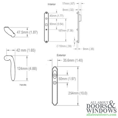 HOPPE HLS 9000 Sliding Door Handle Set Verona Lever Active Keyed Antique Brass - HOPPE HLS 9000 Sliding Door Handle Set Verona Lever Active Keyed Antique Brass