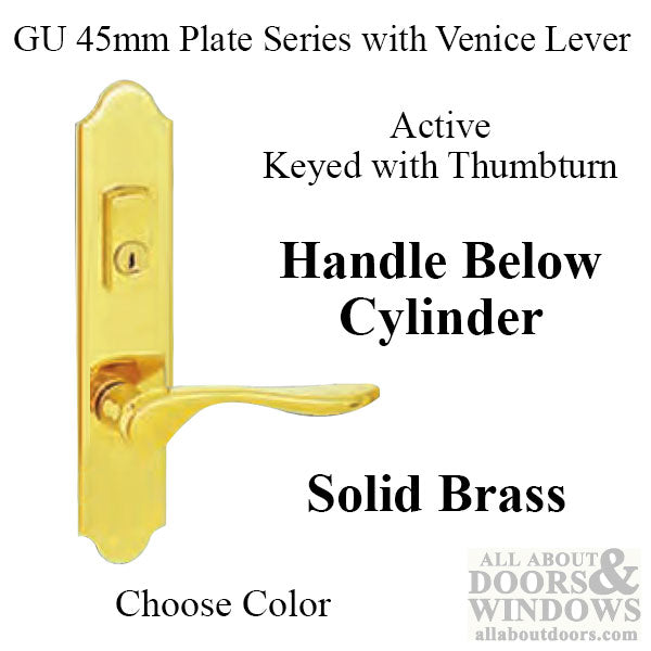 G-U Venice Handle & 45mm Plate, Active, Key & Thumbturn (Handle Below Cylinder, Choose Color - G-U Venice Handle & 45mm Plate, Active, Key & Thumbturn (Handle Below Cylinder, Choose Color
