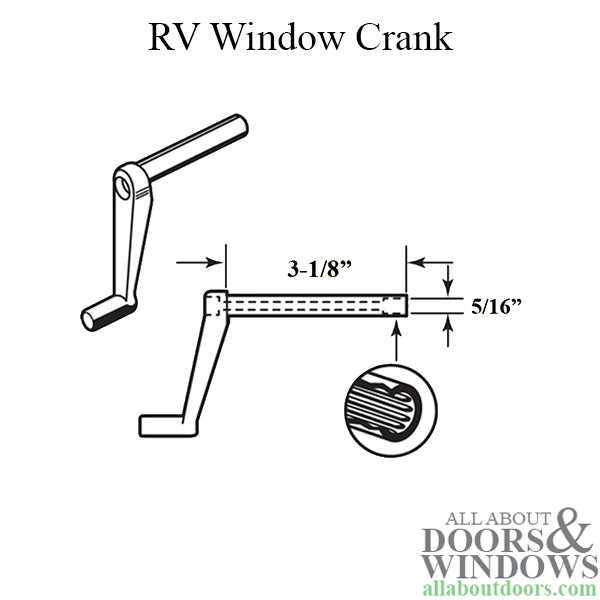 RV Window Crank Handle 3-1/8