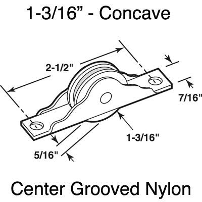 Rollers, Sliding Door, 1-3/16 inch O.D., Nylon - Rollers, Sliding Door, 1-3/16 inch O.D., Nylon