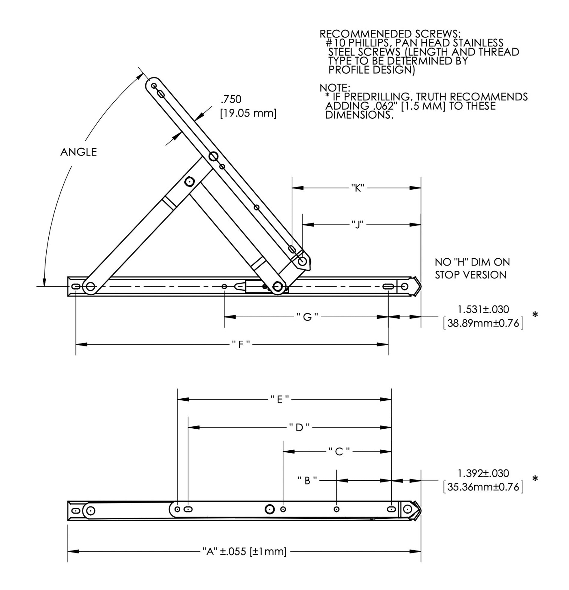 4 Bar Hinge 7/8 x 10.5  Truth 34.24.00.210  Anderberg  No Stop  Stainless Steel - 4 Bar Hinge 7/8 x 10.5  Truth 34.24.00.210  Anderberg  No Stop  Stainless Steel