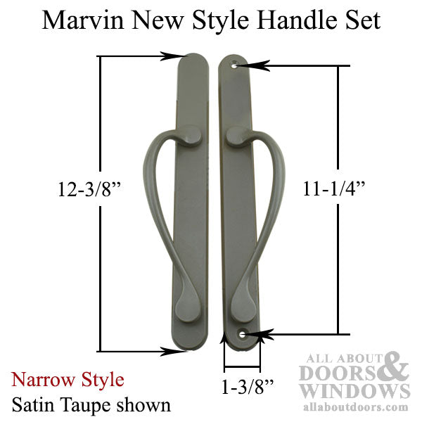 Marvin Sliding Door Narrow Handle Set, Passive / Inactive, NO Key, NO Thumbturn, New Style - Satin Taupe - Marvin Sliding Door Narrow Handle Set, Passive / Inactive, NO Key, NO Thumbturn, New Style - Satin Taupe
