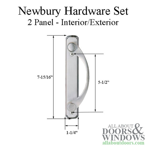 Andersen Newbury 2 Panel Gliding Door Hardware Set - Satin Nickel - Andersen Newbury 2 Panel Gliding Door Hardware Set - Satin Nickel