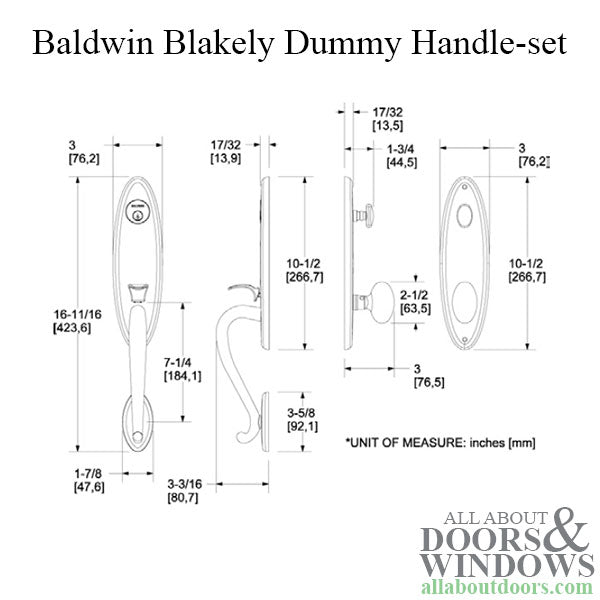 Baldwin Blakely Dummy Handle-set - Lifetime Polished Brass - Baldwin Blakely Dummy Handle-set - Lifetime Polished Brass