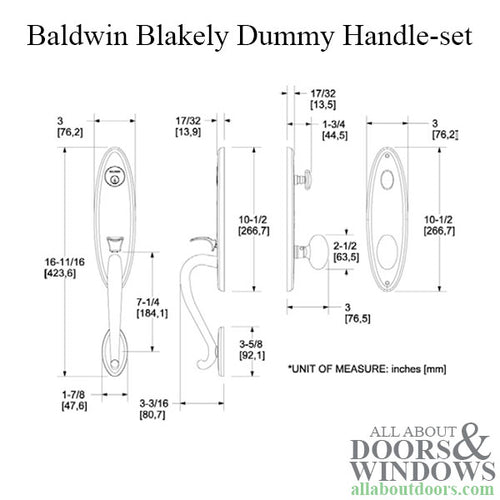 Baldwin Blakely Dummy Handle-set - Lifetime Polished Brass - Baldwin Blakely Dummy Handle-set - Lifetime Polished Brass