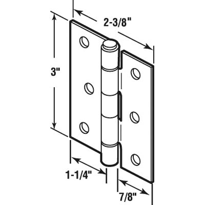 Screen Door Hinges 2.25 x 3 Aluminum 2 Pack - Screen Door Hinges 2.25 x 3 Aluminum 2 Pack