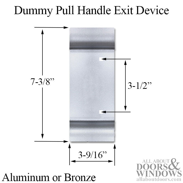 Dummy Pull Handle Exit Device Trim, NO Cylinder Hole - Choose Color - Dummy Pull Handle Exit Device Trim, NO Cylinder Hole - Choose Color