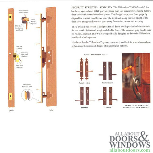 3000 Trilennium Multipoint Lock 6-8 Door Right Hand Inswing - Choose Finish - 3000 Trilennium Multipoint Lock 6-8 Door Right Hand Inswing - Choose Finish