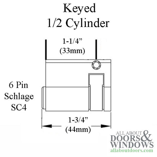 Keyed Euro Profile Half Cylinder, 38mm, 28/10, Schlage 6-pin - Choose Color - Keyed Euro Profile Half Cylinder, 38mm, 28/10, Schlage 6-pin - Choose Color