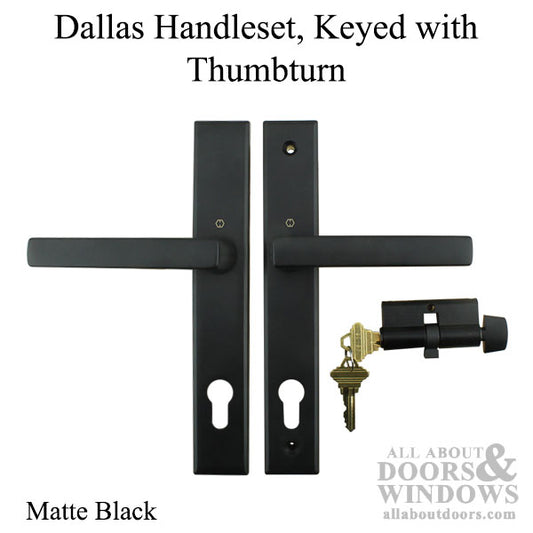 Dallas Contemporary Lever Handle, Keyed Active with Thumbturn,  M1643 / 2161N Set - Matte Black