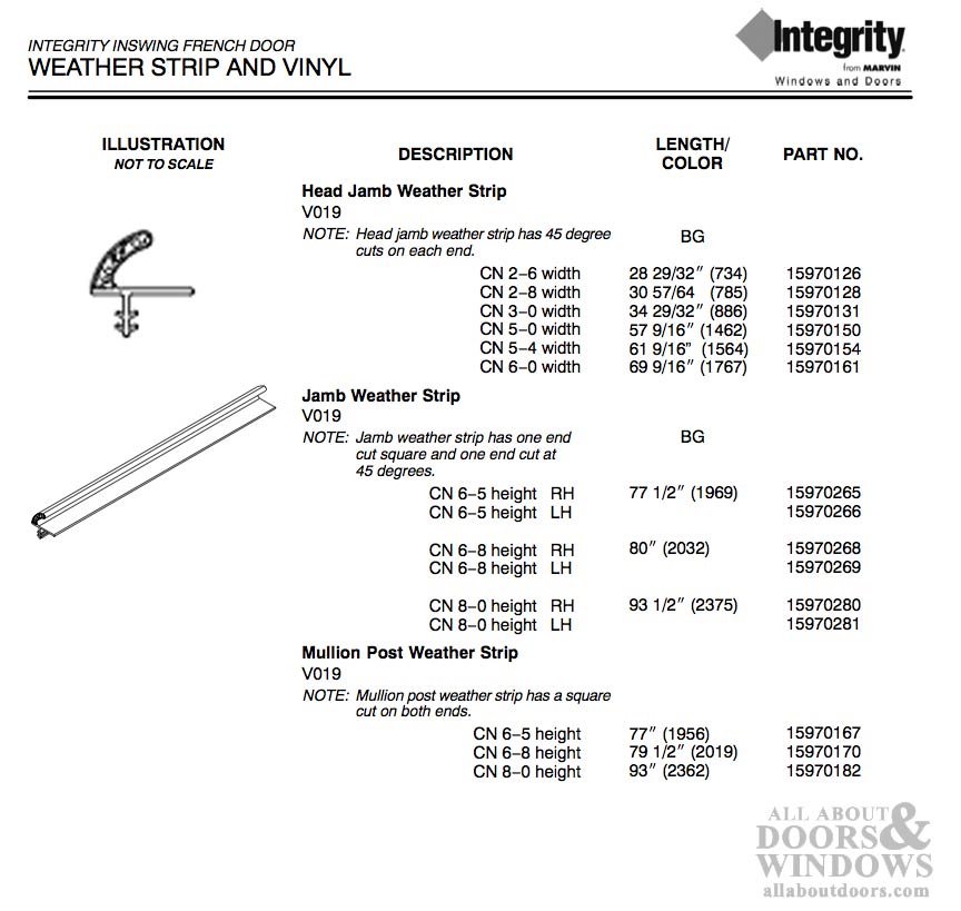 Integrity by Marvin Weatherstrip for Hinged Door Left Hand Beige - Integrity by Marvin Weatherstrip for Hinged Door Left Hand Beige