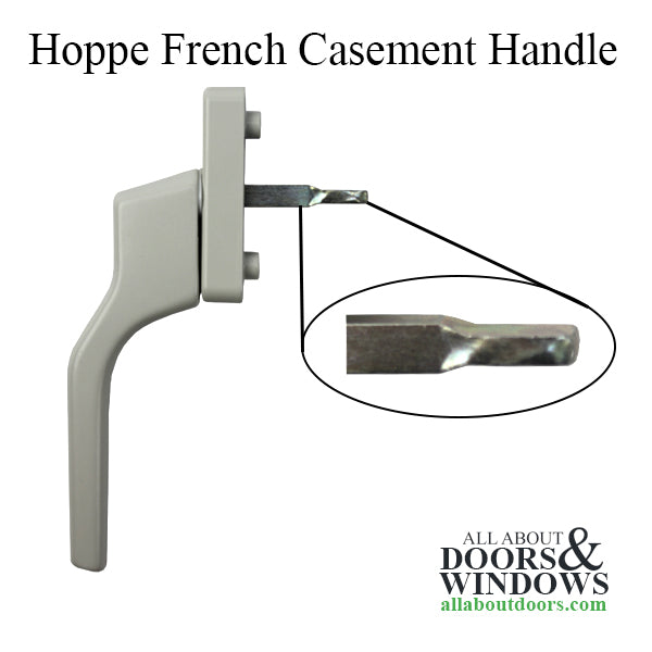 HOPPE French Casement Handle - 38mm Shaft, Mate Gray White Finish - HOPPE French Casement Handle - 38mm Shaft, Mate Gray White Finish