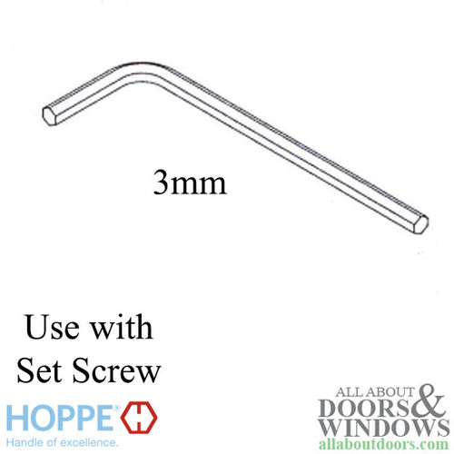 Hoppe 3mm Hex Wrench, Fits Lever Set Screw - Hoppe 3mm Hex Wrench, Fits Lever Set Screw