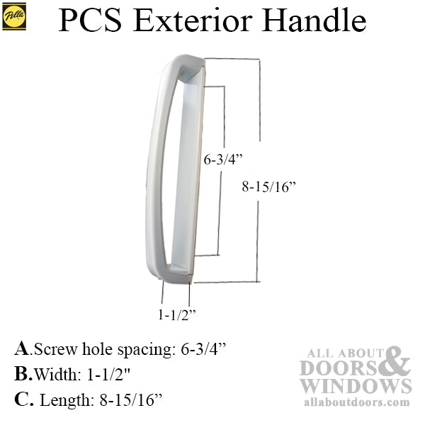 Pella PCS Exterior Handle, Non-Handed - White Finish - Pella PCS Exterior Handle, Non-Handed - White Finish