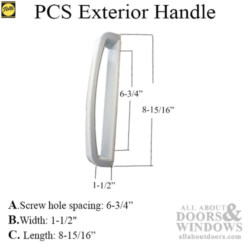 Pella PCS Exterior Handle, Non-Handed - White Finish - Pella PCS Exterior Handle, Non-Handed - White Finish