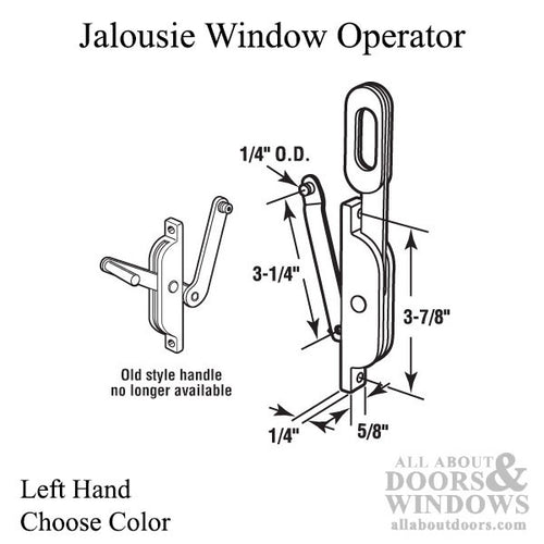 Discontinued - New Style Jalousie or Louver Window Operator, Lever, 3  Link, Left -Aluminum - Discontinued - New Style Jalousie or Louver Window Operator, Lever, 3  Link, Left -Aluminum