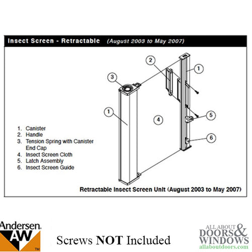 Andersen Retractable Insect Screen Exterior Handle, August 2003 - May 2007, Andersen Frenchwood Gliding Doors - Sandtone - Andersen Retractable Insect Screen Exterior Handle, August 2003 - May 2007, Andersen Frenchwood Gliding Doors - Sandtone