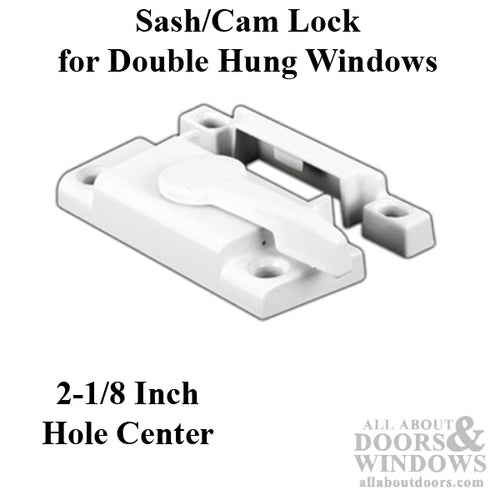 Sash / Cam Lock - Vinyl and Aluminum Sash Hardware, Diecast - White - Sash / Cam Lock - Vinyl and Aluminum Sash Hardware, Diecast - White