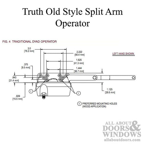 Operator, Split Arm, 4.5 Straight Link no/ Clip, Old Style Housing, Right Hand (RH) - Gold - Operator, Split Arm, 4.5 Straight Link no/ Clip, Old Style Housing, Right Hand (RH) - Gold