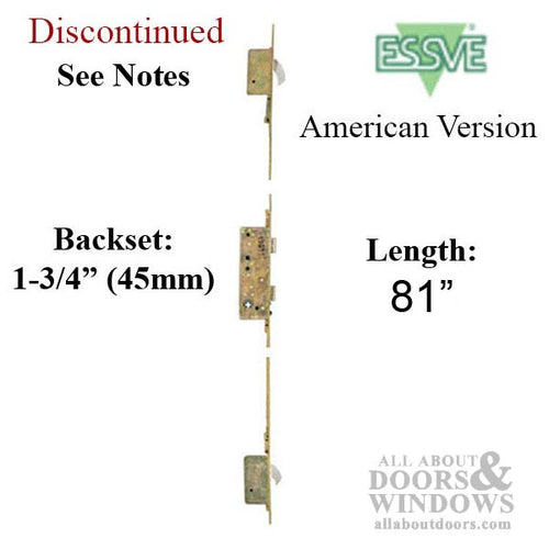 Essve Hook Latch 3-Point Multipoint Lock, 81 inch American Cylinder - Discontinued - Essve Hook Latch 3-Point Multipoint Lock, 81 inch American Cylinder - Discontinued