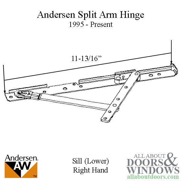 Andersen Split Arm Hinge For Casement Windows Right Handed Split Arm Hinge For Windows From 1995 - Present - Andersen Split Arm Hinge For Casement Windows Right Handed Split Arm Hinge For Windows From 1995 - Present