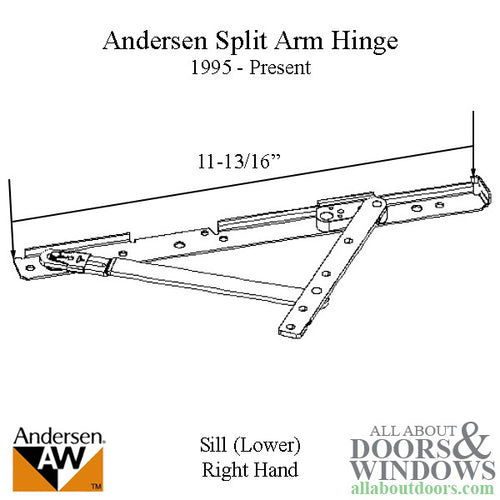 Andersen Split Arm Hinge For Casement Windows Right Handed Split Arm Hinge For Windows From 1995 - Present - Andersen Split Arm Hinge For Casement Windows Right Handed Split Arm Hinge For Windows From 1995 - Present