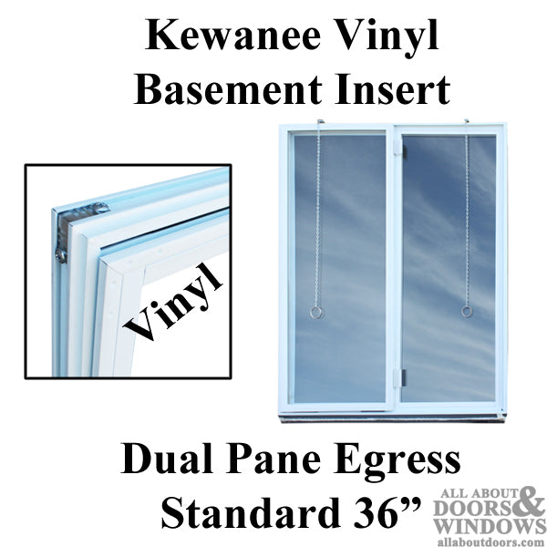 Kewanee C400K 36 inch Vinyl Basement Insert, Dual Pane Glass - Kewanee C400K 36 inch Vinyl Basement Insert, Dual Pane Glass