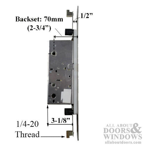 Passive Lock for Concealed Rod 70/92, Right Hand, Radius Faceplate Attached - Passive Lock for Concealed Rod 70/92, Right Hand, Radius Faceplate Attached