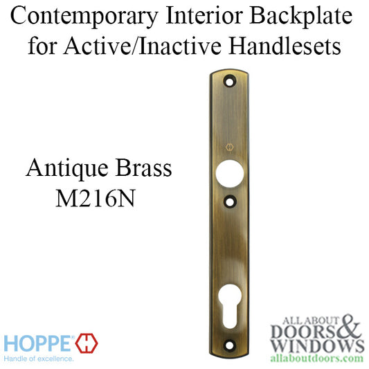 HOPPE Contemporary Interior Backplate M216N for Active/Inactive Handlesets - Antique Brass