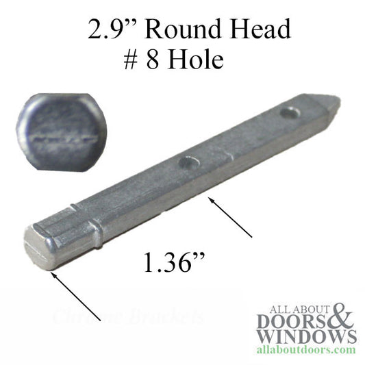 Pivot Bar, 2-7/16", 2 hole, Round head, Large Hole, zinc die cast