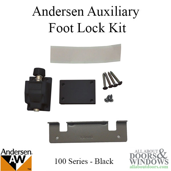Andersen auxiliary foot bolt lock kit, 100 series sliding door - Black - Andersen auxiliary foot bolt lock kit, 100 series sliding door - Black